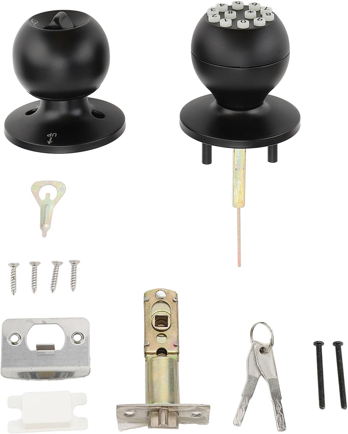 Pilipane Keypad Door Knob Lock Premium Aluminum Alloy Stainless Steel Electronic Entry Round Ball Design Multiple Password Options Anti Peep Function for Apartment Office Garage (Black)