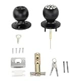 YuRui TENG Keypad Door Knob Lock, Round Ball Design, Electronic Entry for 35 55MM Doors, Multiple Unlocking Methods, Dummy Password Anti Snooping, Aluminum Alloy and Stainless Steel Materi (Black)