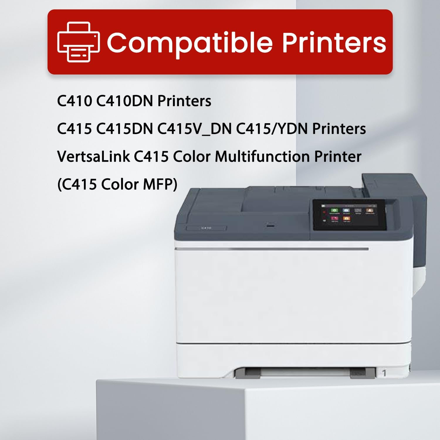 C410 C415 Toner Cartridges (with New Chip) Replacement for Xerox C410 Toner Cartridge 006R04677 006R04678 006R04679 006R04680 for C410 C415 C415DN Printers, 4-Pack VersaLink C415 High Yield Cartridge