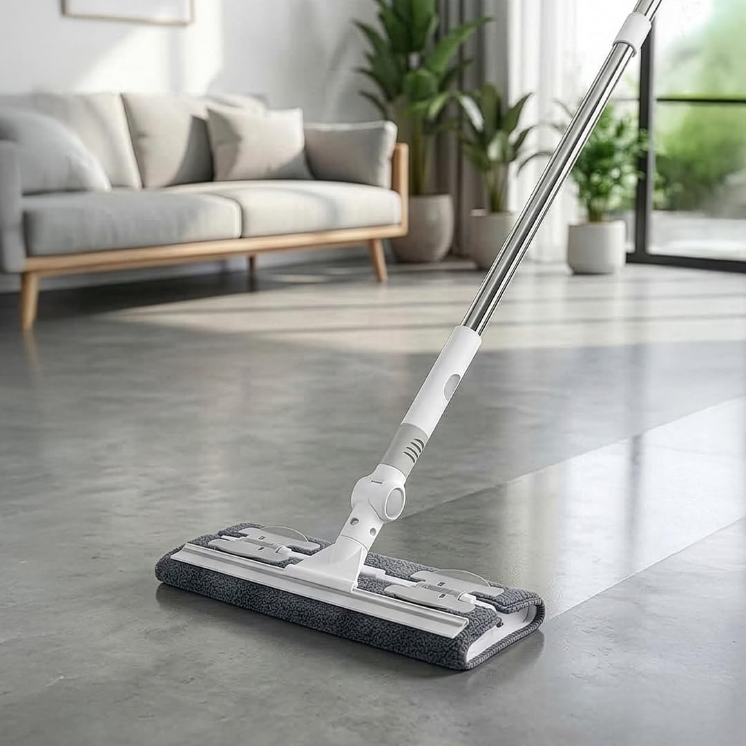 HomeEssentials Multi-Surface Microfiber Mop – 180° Swivel Head for Deep Under-Furniture Cleaning – Extendable Wall & Baseboard Cleaner with Reusable Pads – Lightweight Retractable Mop for Home-image-15