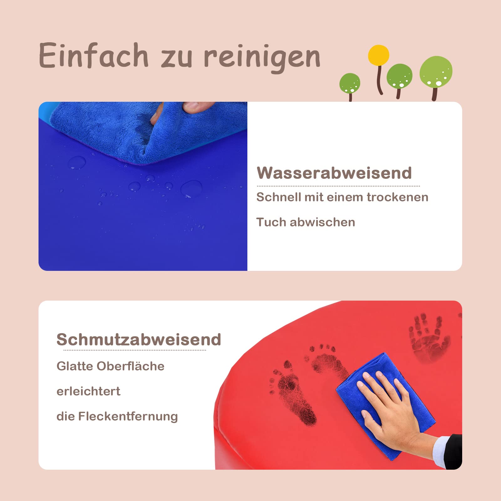 DREAMADE 6 PCS Bodenkissen mit Griff, Rundkissen aus Schaumstoff & PU, Stuhlkissen Sitzkissen für Kinder zur Farberkennung, Für Wohnzimmer, Kinderzimmer, Esszimmer, Garten (Rund, Bunt)