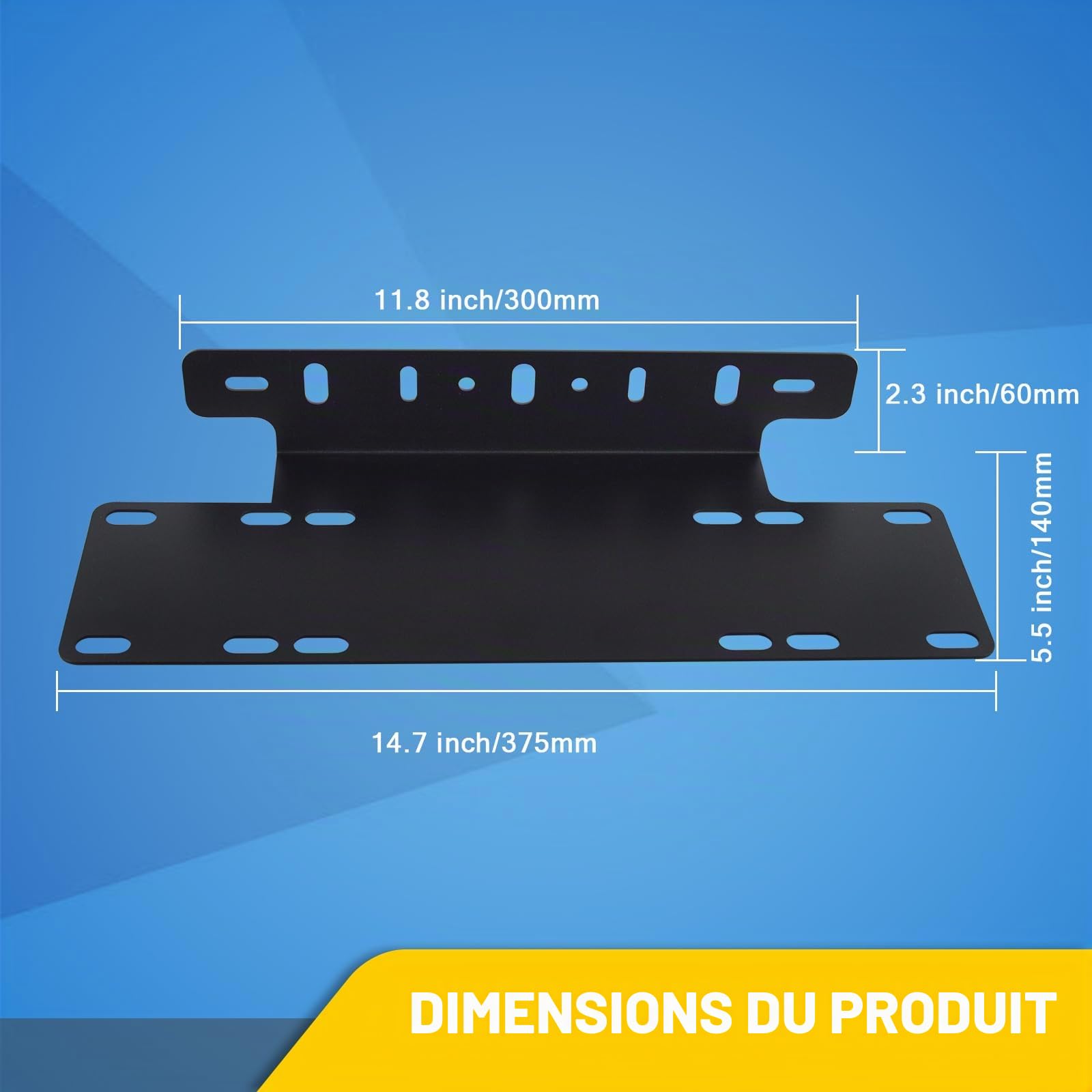 Barre de Protection Universelle de 15 Pouces Noir, Support de Barre Lumineuse et de Plaque d'Immatriculation pour Pare-Chocs Avant, Support pour Conduite Tout-Terrain, Feux de Travail