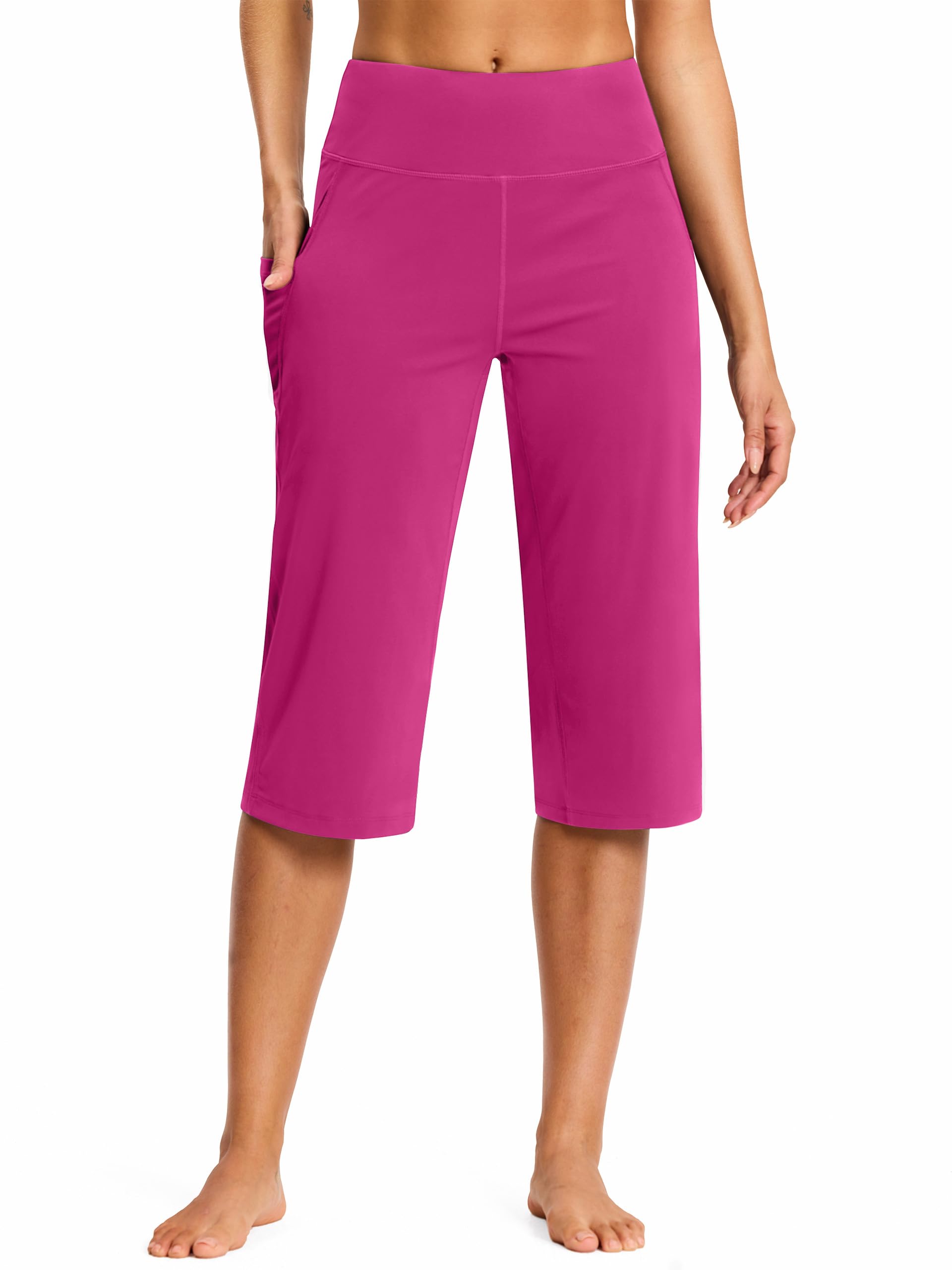 15 18 21 Capri Pants for Women High Waist with Pockets Womens Capris Workout Yoga Pants Loose Straight