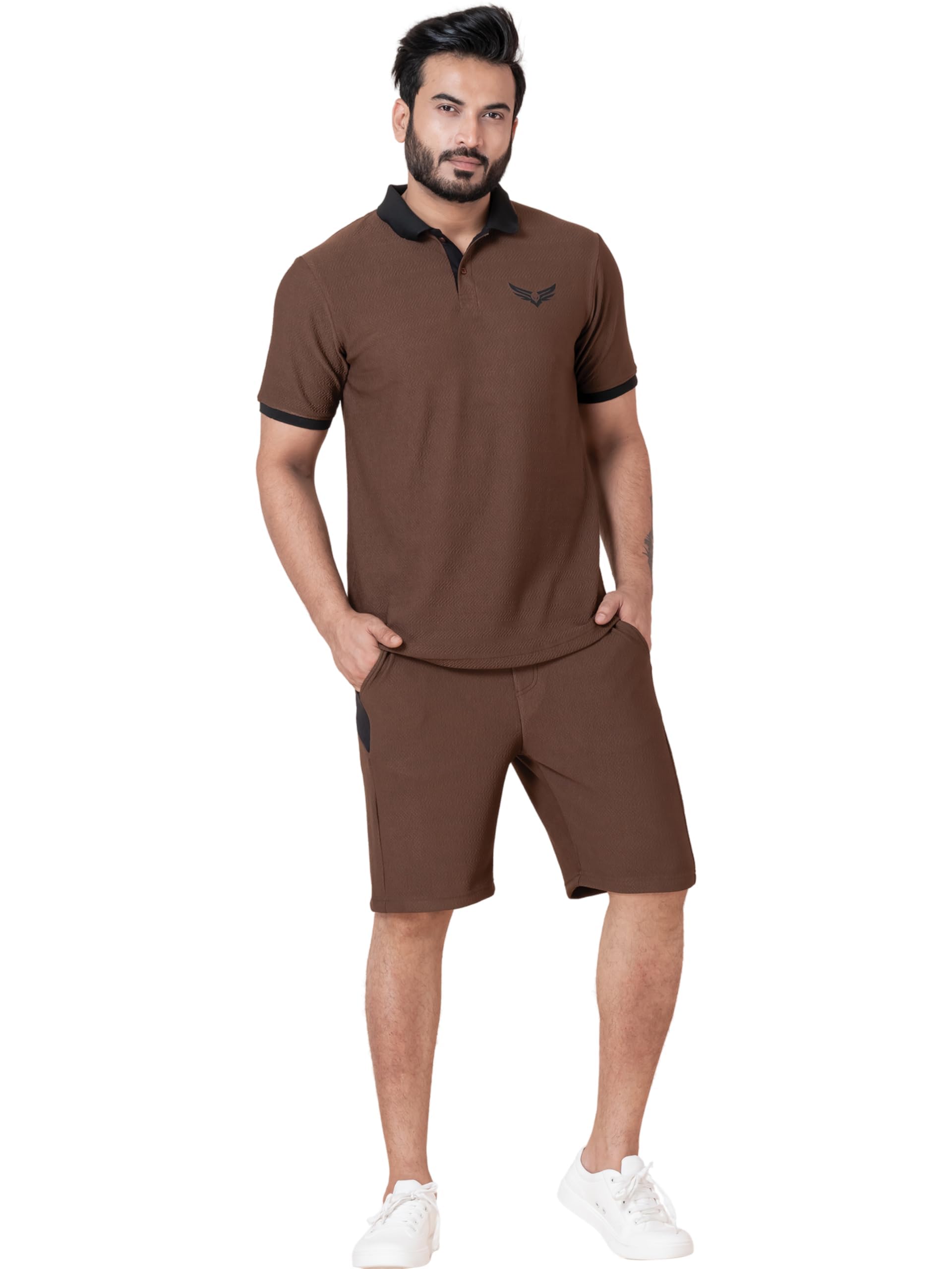 S S Fashion,Men Co-ord Set Polo T-Shirt and Shorts Sets-image-12