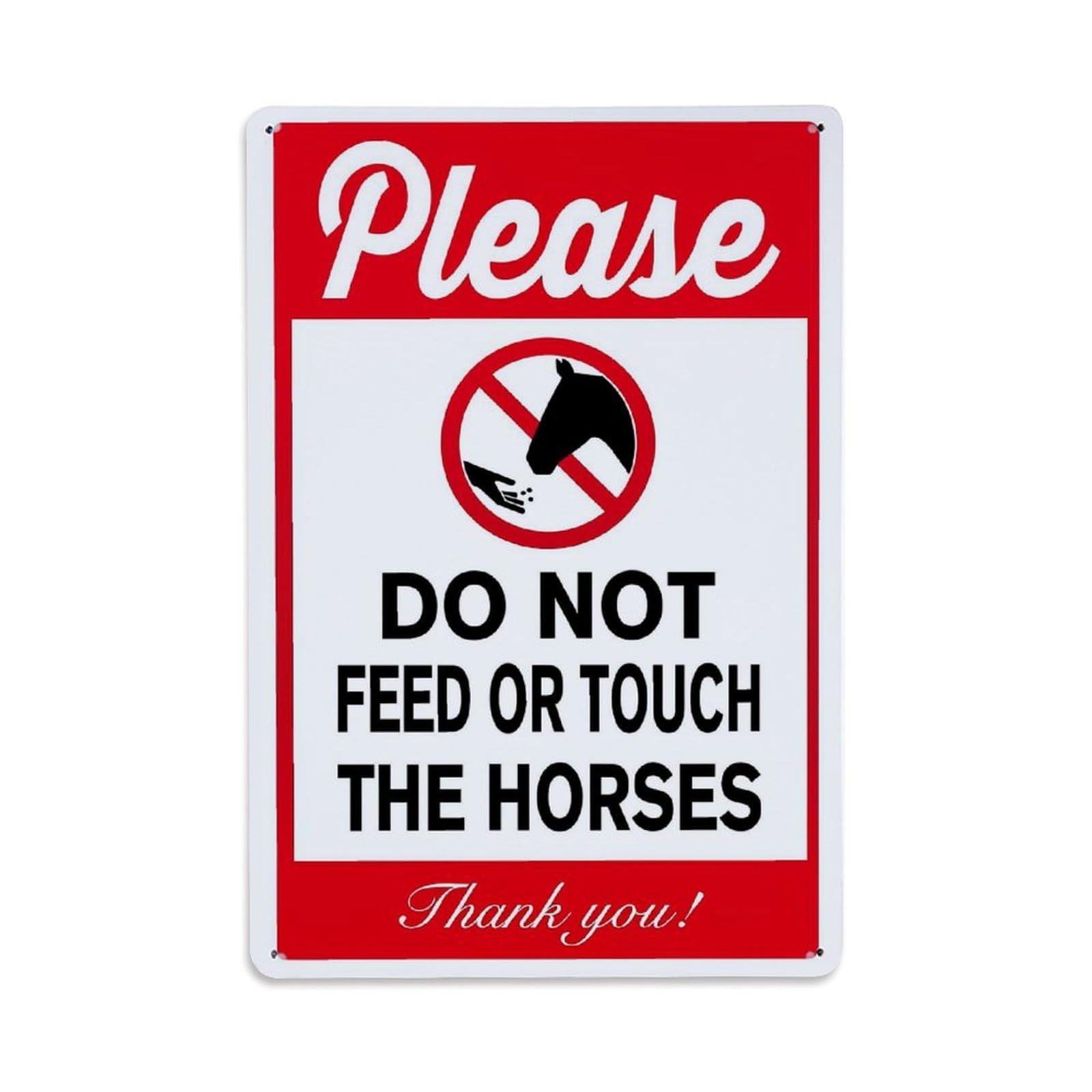 Jdfenggu Vintage Please Do Not Feed Or Touch The Horses Thank You Retro Metal Tin Sign, Decor Art Poster For Bar, Home, Man Cave, Kitchen, Laundry Room Gift 8X12inch