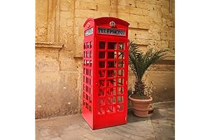 Red British Telephone Booth Cast Iron Replica