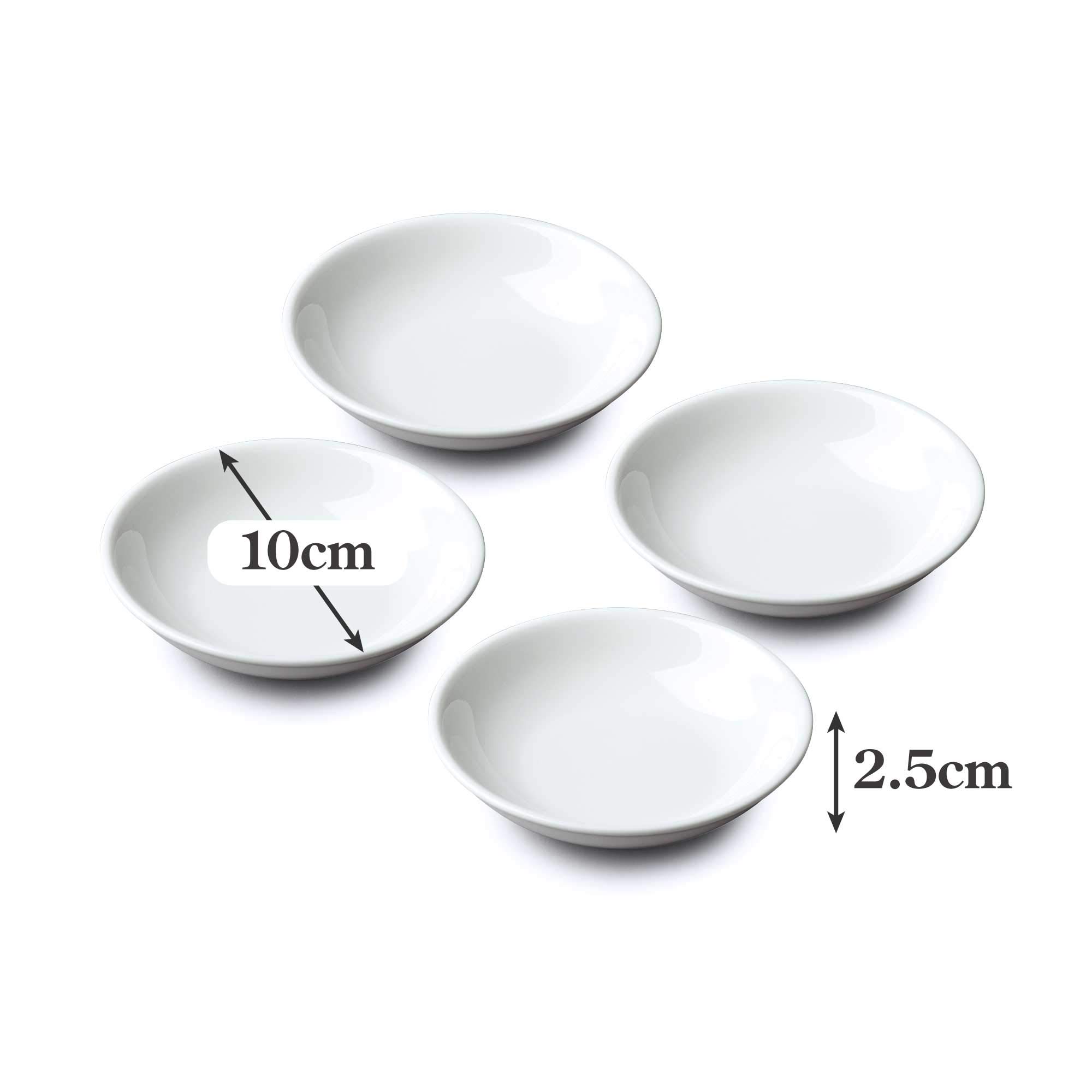 WM Bartleet & Sons 1750 TSET172 Set mit 4 Mini-Sushi-/Soja-und Gewürzsoßenschalen, Porzellan, 10 cm, Weiß