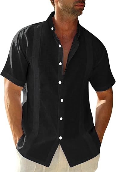 ZSBAYU Mens Cotton Linen Shirt Summer 