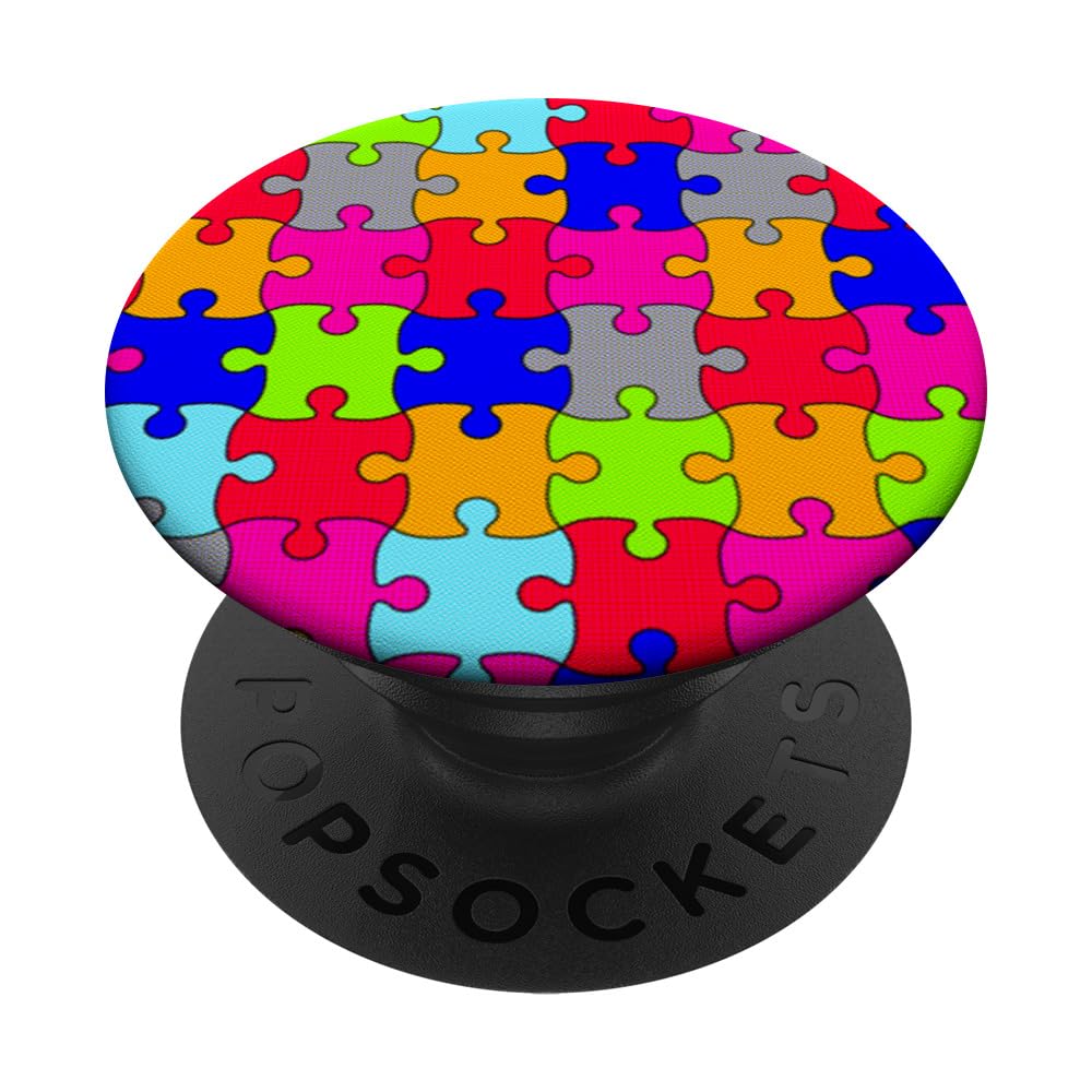 Puzzle Pieces Autism Awareness Mom Dad Teacher Autistic Gift PopSockets Standard PopGrip