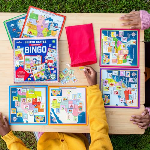 Image of eeBoo: USA Geography Bingo for Kids for Ages 5+, A Fun Kids Learning Game that Teaches About the USA and Improves Memory