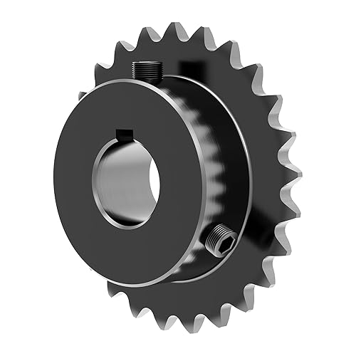 Miniatura 9 de Piñón de cadena de rodillos de 23 dientes, tipo B, dientes endurecidos, 25 cadenas Sigle Strand de 14 de pulgada, orificio de 0.591 in, acero al