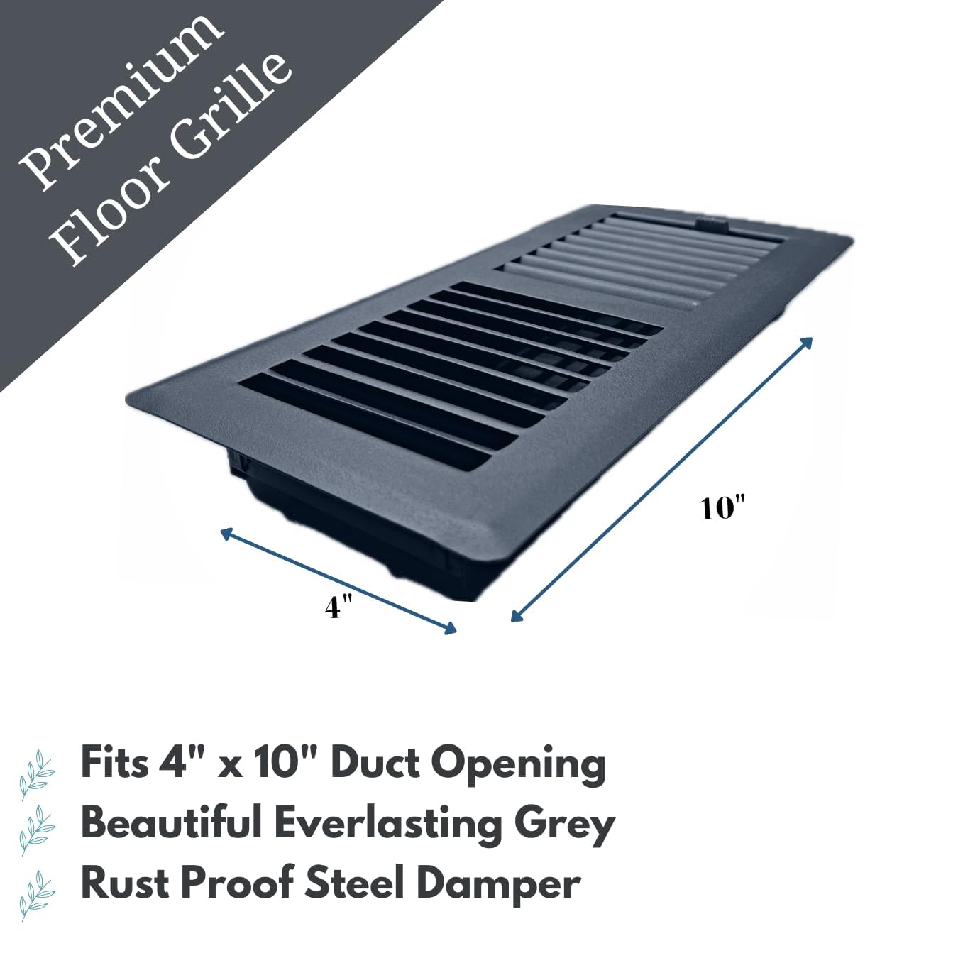 Precision Flow Bodenregister 10,2x25,4 Cm – 2-Wege-Luftstrom, Stahl, Gletscherweiß