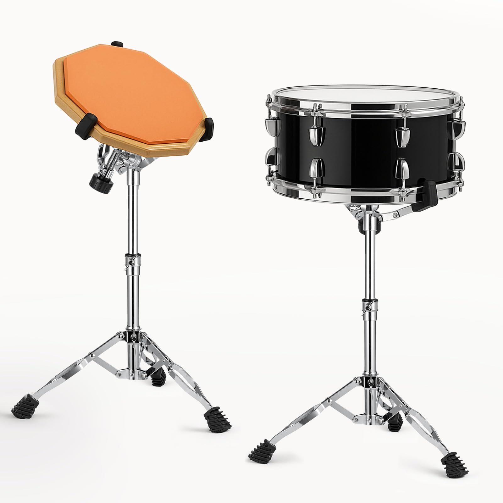 Sunnynest Silver Adjustable Snare Drum Stand For 46-62Cm Drums, Double Braced Tripod Heavy Duty, Foldable Cymbal Stand For Practice & Stage Performance, Stable & Durable Drum Hardware