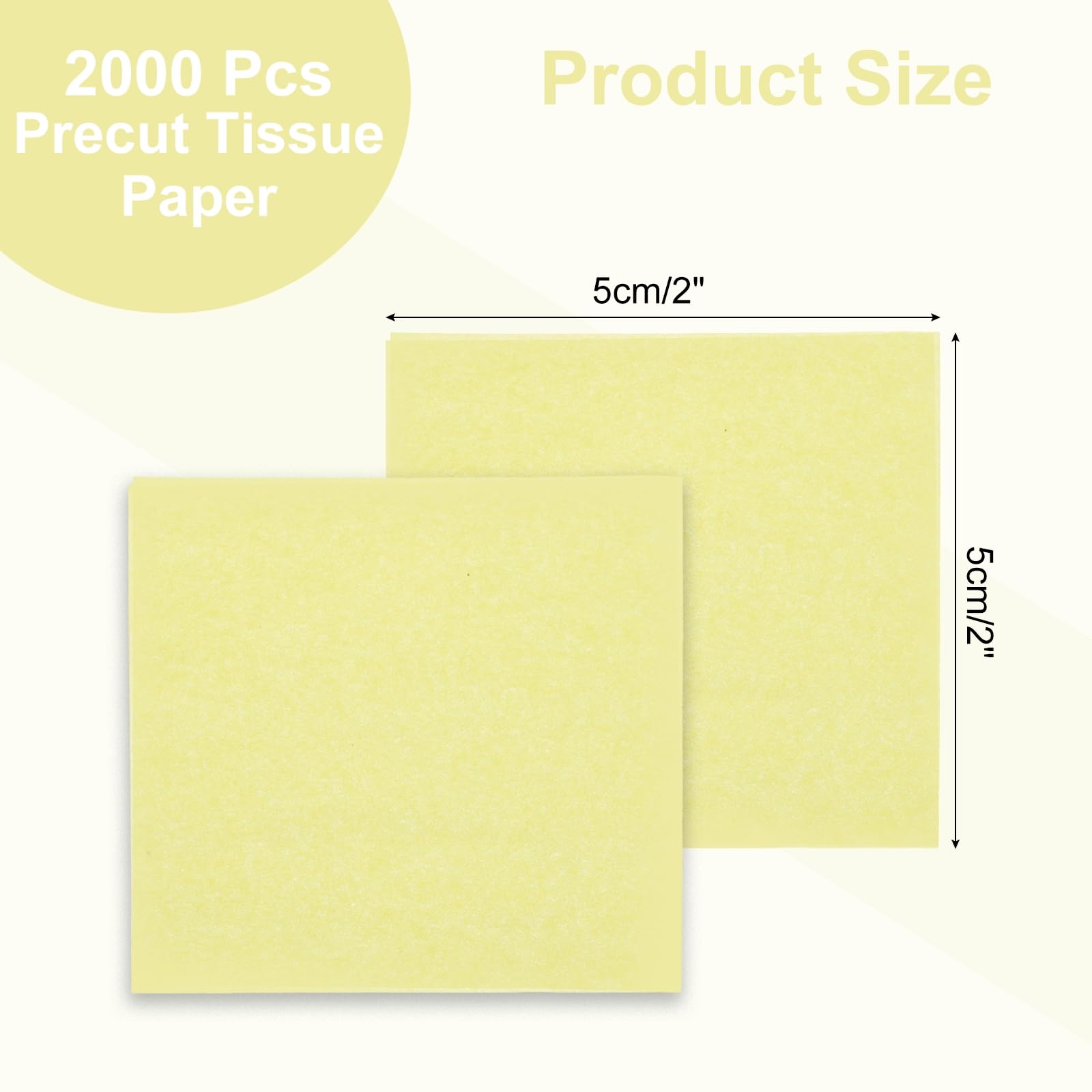Rebower 2000 Pcs 2 Inch Tissue Paper Squares, Yellow Tissue Squares Table Confetti Colorful Tissue Paper Bulk, [for DIY Projects, Art Supplies, Scrapbooking,Valentine's Day]