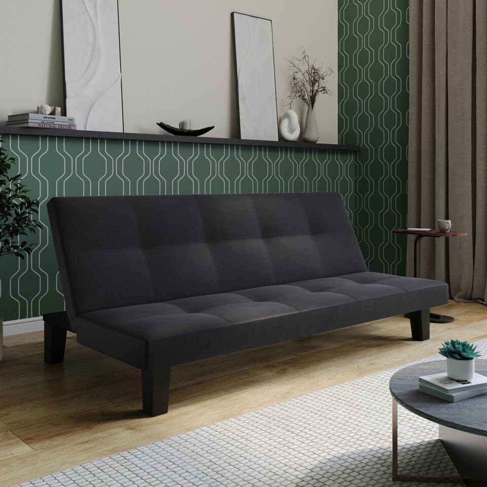 URBNLIVING 2/3-Seater Folding Sofa Bed, Multi-Functional Upholstered Couch, Plastic Legs, Converts to Bed, PVC & Fabric Options, Small Spaces, Relaxation, Comfortable, Space-Saving Furniture