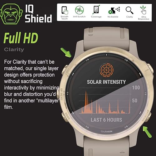 Miniatura 7 de IQShield 6 Pack for Fenix 6 Pro SolarFenix 6Fenix 6 ProFenix 6 Sapphire(47mm) Screen Protector Clear TPU Film, Bubble-Free Installation,
