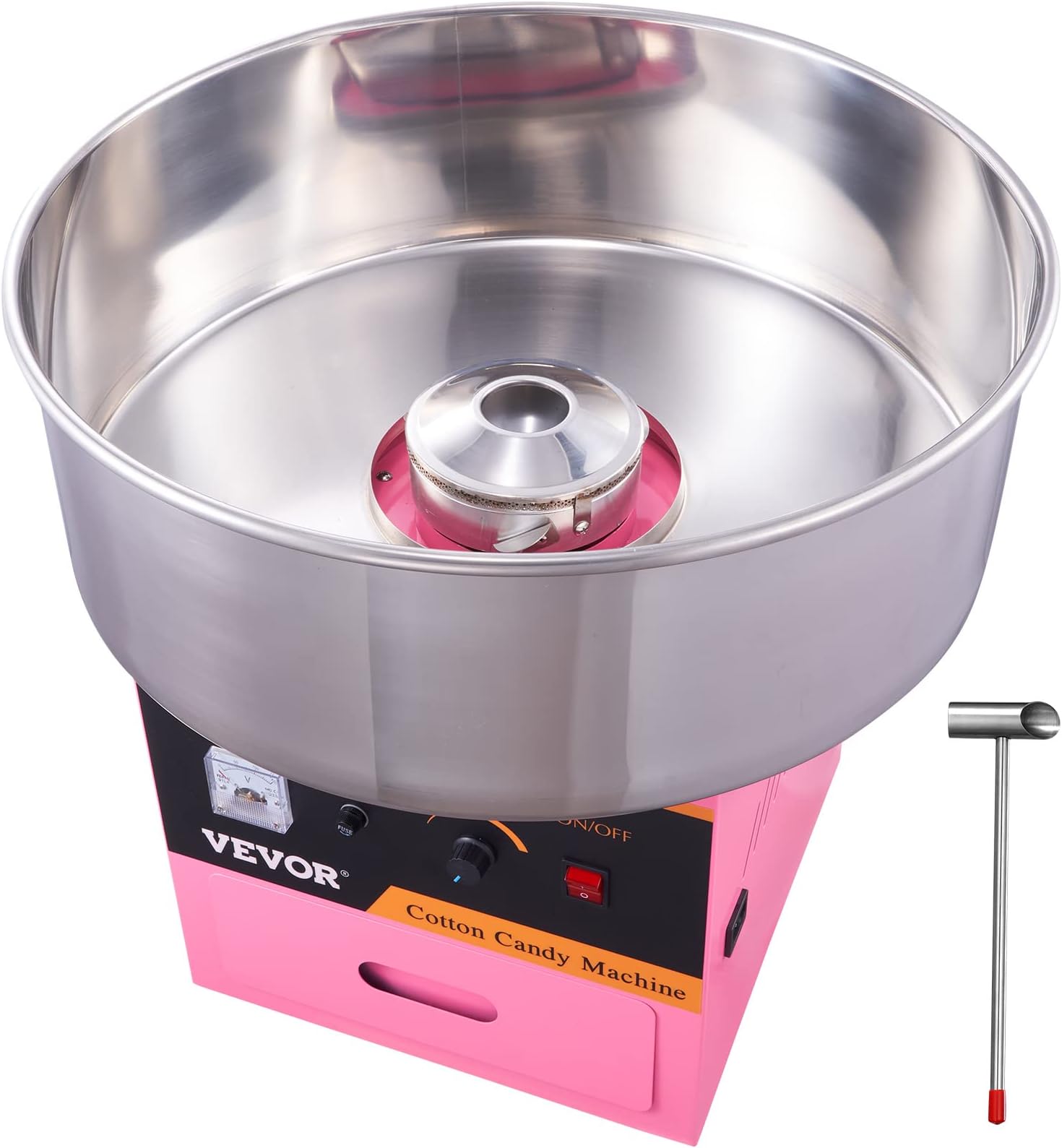 VEVOR Electric Cotton Candy Machine, 1000W Commercial Floss Maker w/Stainless Steel Bowl, Sugar Scoop and Drawer, Perfect for Home, Carnival, Kids Birthday, Family Party, Pink
