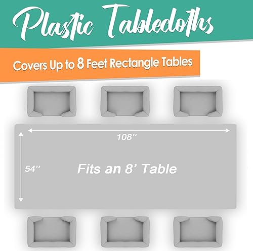 Miniatura 5 de Paquete de 3 manteles desechables color negro, manteles de plástico de 54 x 108 pulgadas, mantel rectangular decorativo para fiestas, eventos,