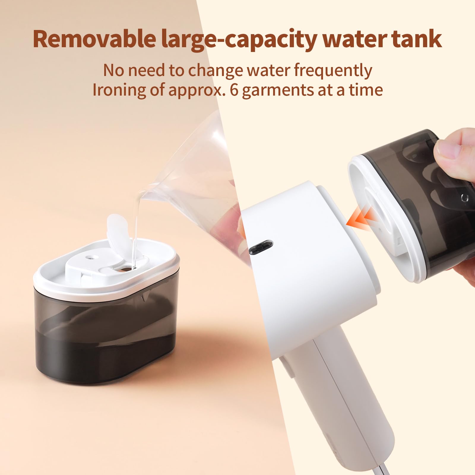 Vaporizzatore per abbigliamento, vaporizzatore a mano con vapore orizzontale e verticale, riscaldamento in 20 secondi, serbatoio dell'acqua da 120 ml, potenza di vapore costante