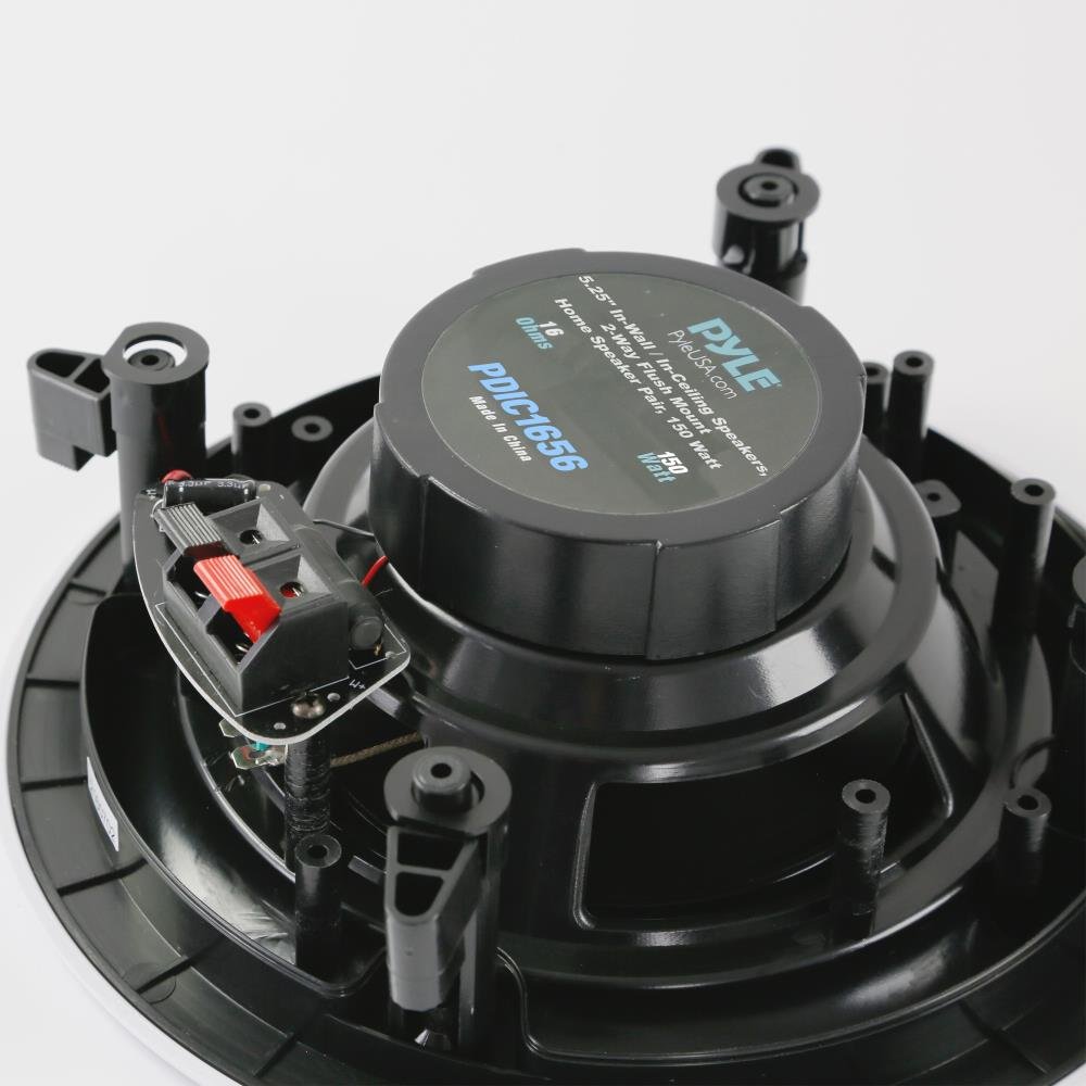 Pyle Coppia 5.25 "Montaggio a incasso In-parete In-soffitto Sistema di altoparlanti a 2 vie Caricato a molla Collegamenti rapidi Cambiabile Rotondo/Quadrato Grill Stereo Sound Polipropilene Cono