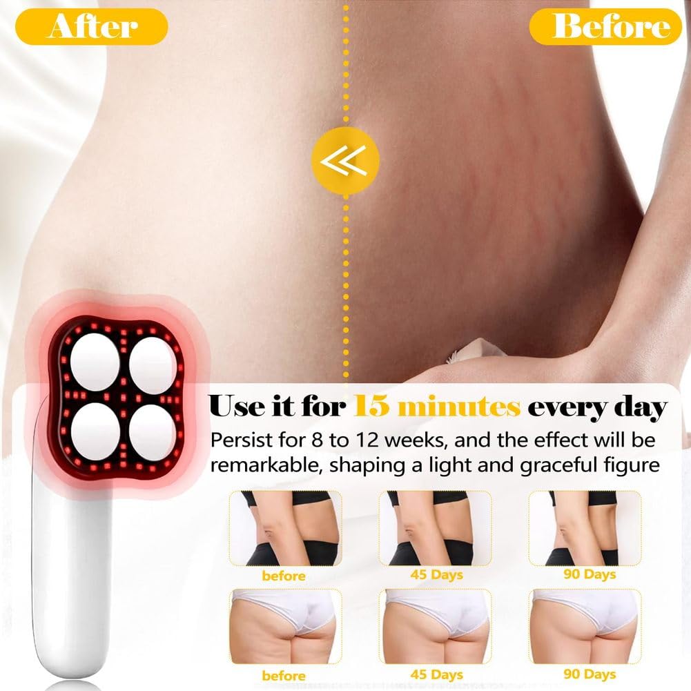 Appareil Anti-Cellulite sans Fil 4-en-1 avec Fonction Raffermissante et Sculpteur Corporel pour Ventre, Taille, Bras, Fessier et Jambes