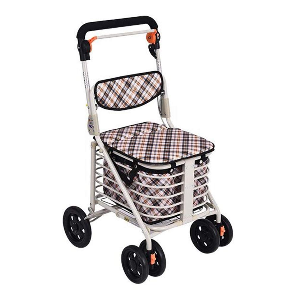 Andador, Carrito de la Compra, Andador Plegable de Cuatro Ruedas, Carrito para Ancianos, Compras para Caminar de Ocio Little Surprise