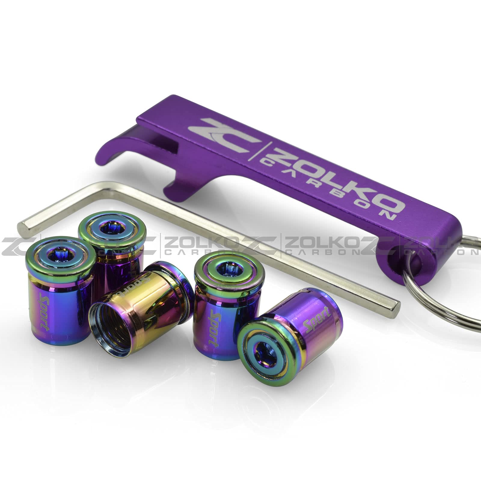 ZolkoCarbon Anti Theft Valve Stem Caps - Set of 5 Bottle Opener - Universal Fit - Metal Alloy (Kameleon)