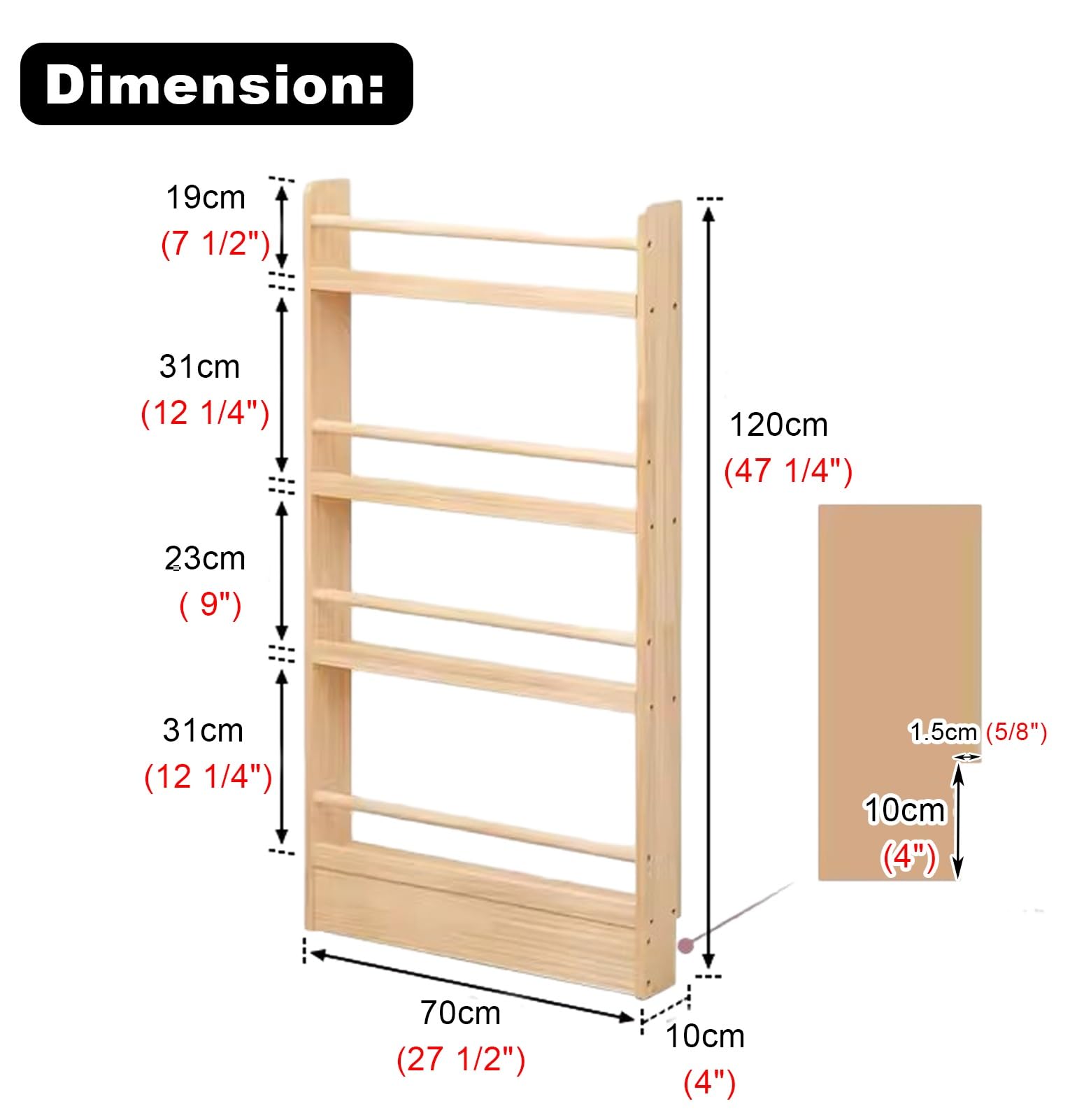 Expositor Revistas Titular de Archivos de la Revista de Madera, Organizador de Estanterías para El Piso para Un Espacio Estrecho, Estante de Pantalla de Folletos, Soporte de Revistas de Lectura ( Size
