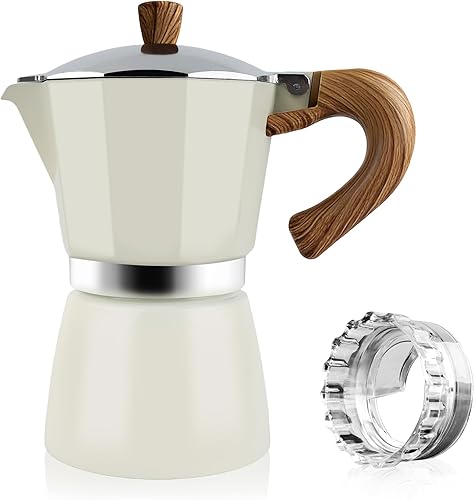 ShanSon Moka Pot - Cafetera de café expreso de 6 tazas de 10 onzas, cafetera italiana manual cubana, cafetera italiana de café expreso greca para