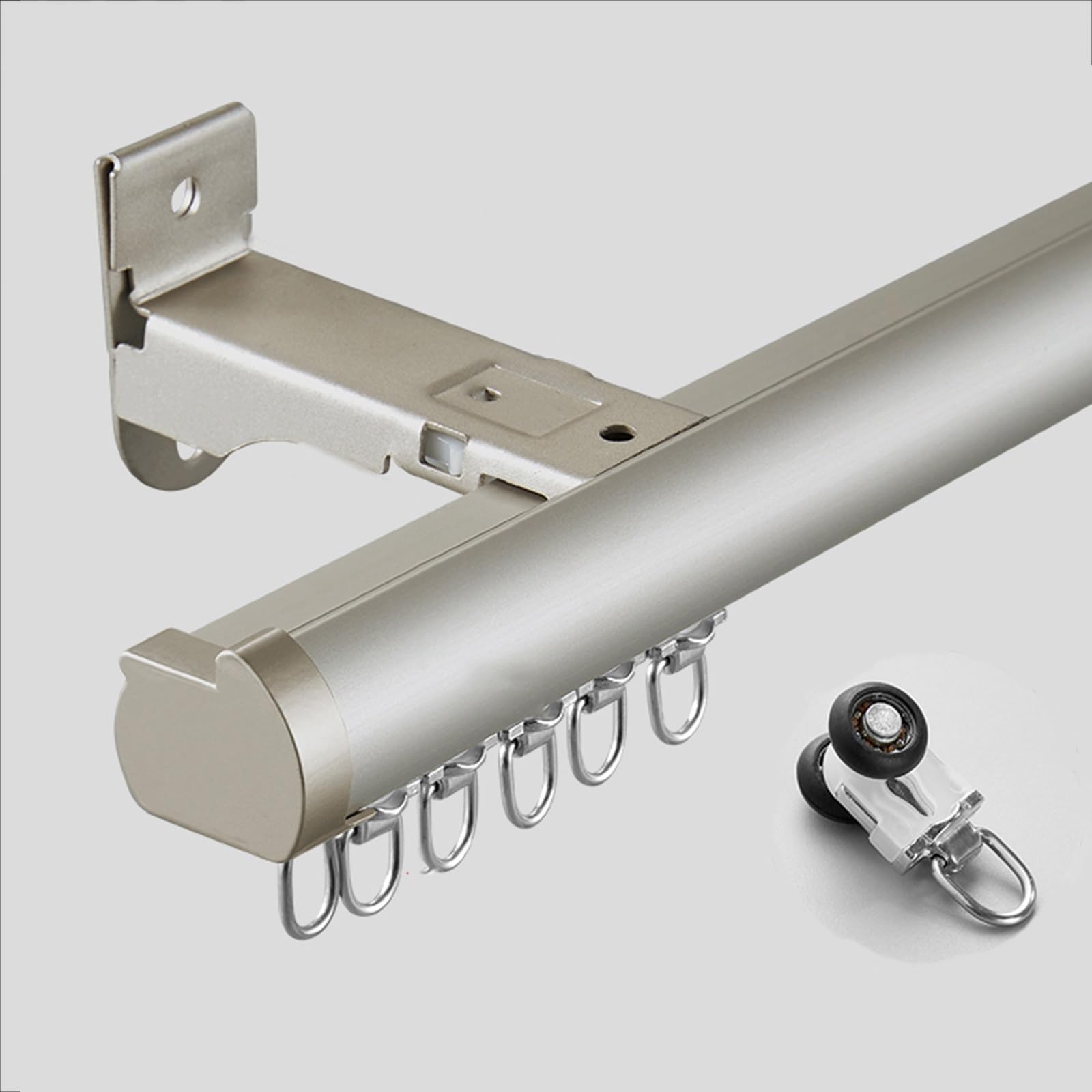 Binario Per Tende In Lega Di Alluminio, Asta Per Tende Da Parete, Con Anelli Di Sospensione In Acciaio Inossidabile, Adatto Per Camere Da Letto/soggiorni(Apricot1,1.9m(6.2ft))