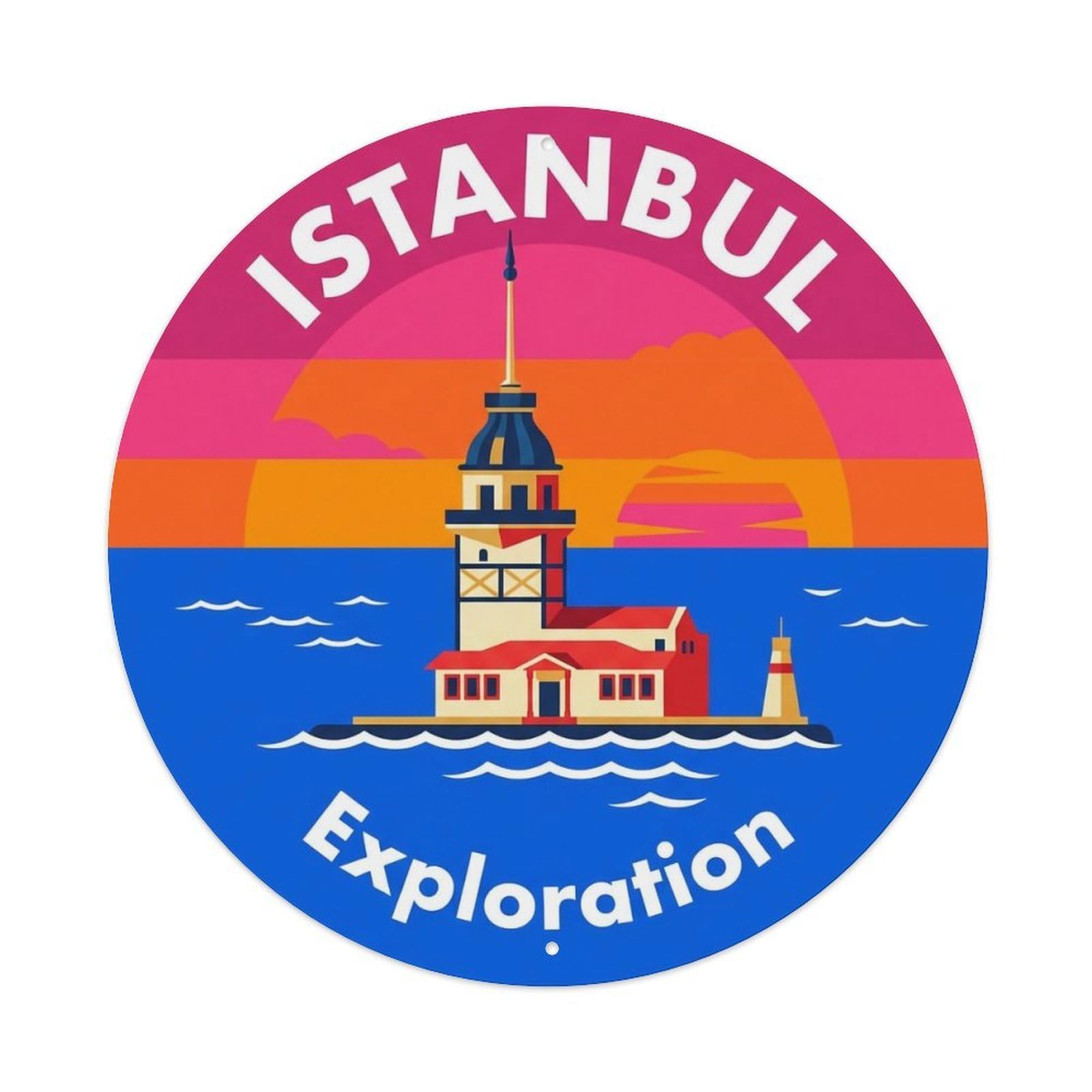 Yrnq 8X8inch Vintage Style Vintage Travel Istanbul Turkey Exploration Metal Tin Sign