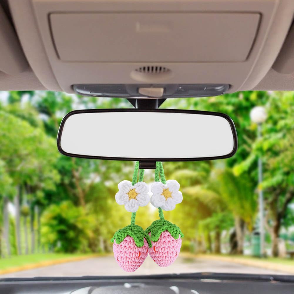 Accessori per appendere specchietti retrovisori per auto, ornamento per piante per auto Ciondolo lavorato a maglia Incantevole cestino per specchietti retrovisori lavorato a mano Accessori interni