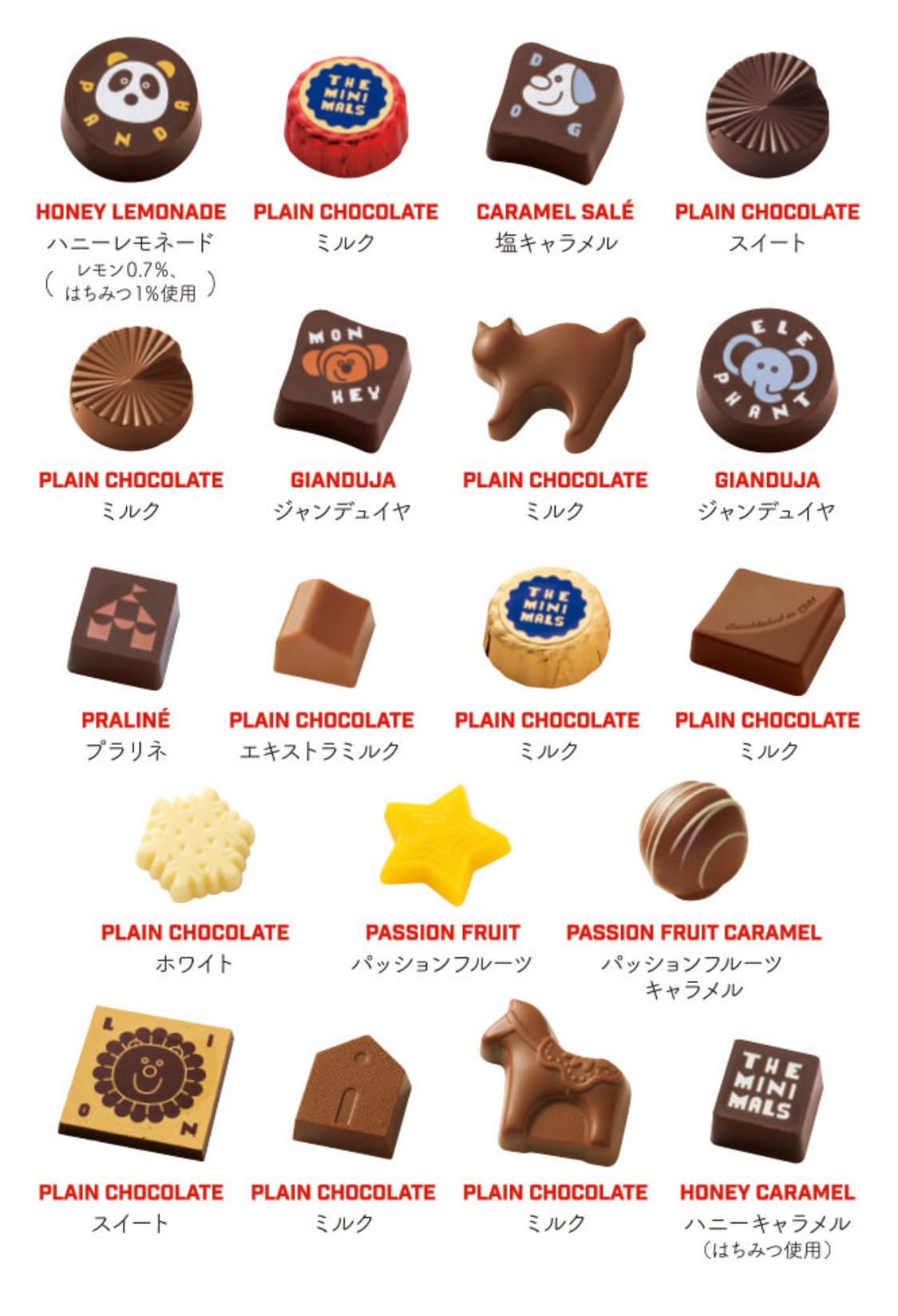 Amazon.co.jp: ザミニマルズ チョコレート19個入りアソートBOX(赤
