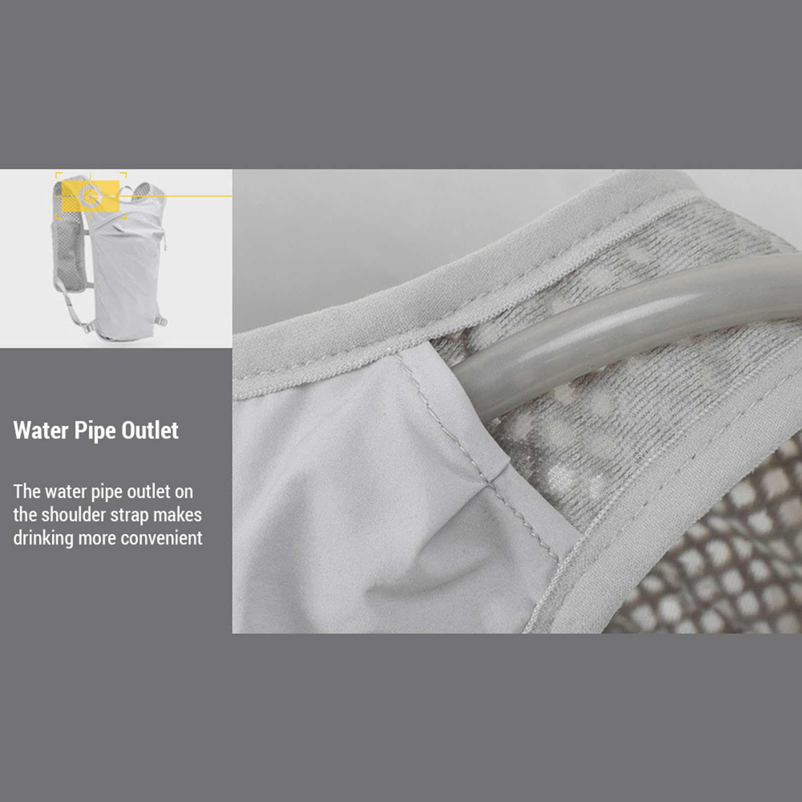 Mochila de Hidratación de 5 litros, Chaleco para Correr, Mochila Resistente Al Desgarro, Impermeable, Vejiga Hidratación, para Correr, Senderismo, Gris Claro y Oscuro