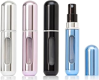 4PCS Refillable Perfume Atomizer Bottle, Portable Travel Perfume Mini Spray Bottles, Cologne Dispenser Perfume Bottles, Portable Empty Perfume Spray Bottle for Travel, Perfume Container with Bag, 5ml Multicolor Perfume Spray