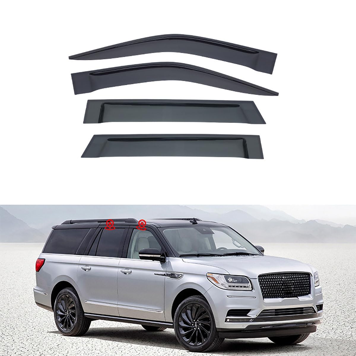 Compatibile per Lincoln Navigator, Deflettori Antivento per Finestrini Auto da 4 Pezzi, Protezione dalle Intemperie per Porte, Deflettori Antipioggia,2018+