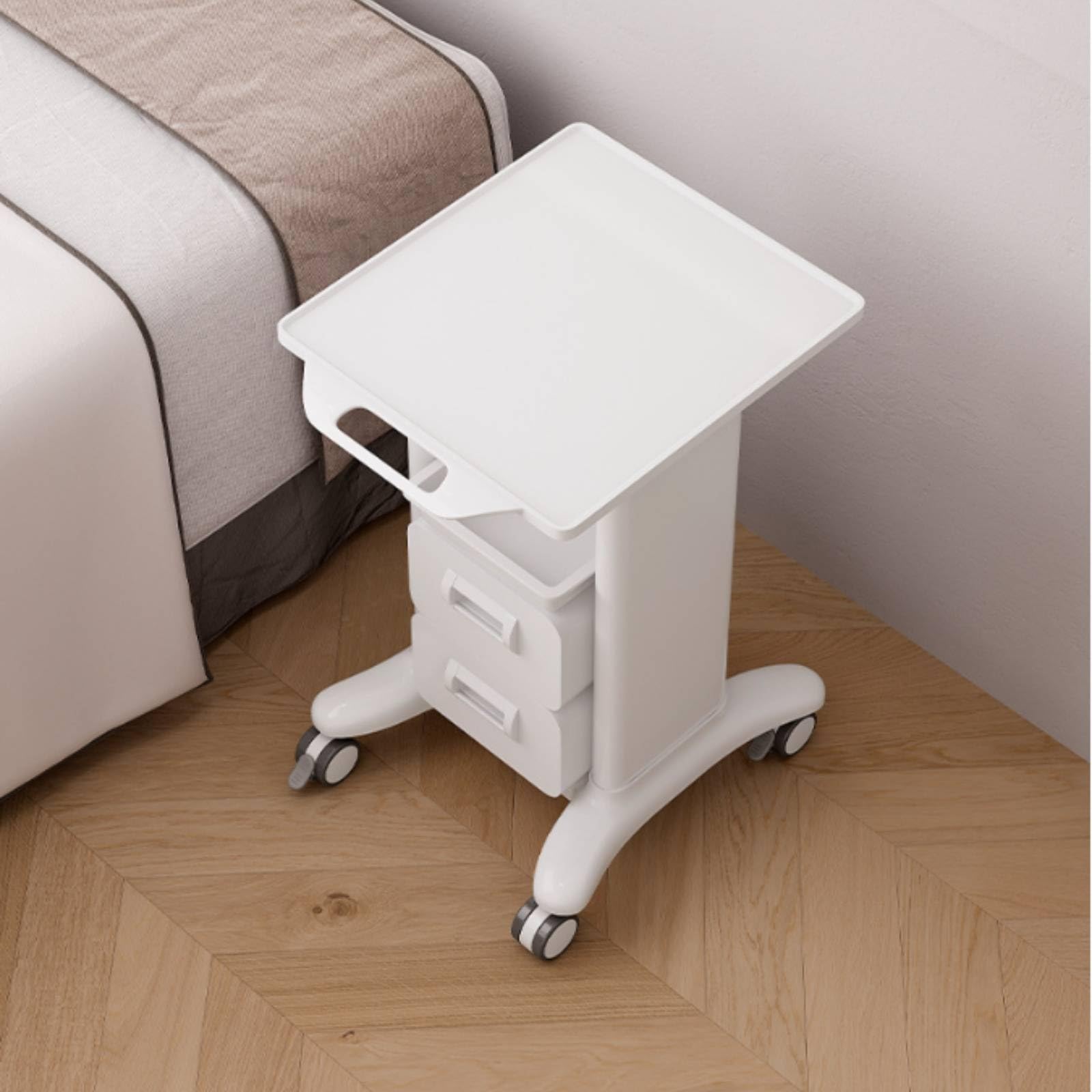 Harilla Carrello Portaoggetti Bellezza Trolley Estetica Carrello Salone Carrello Estetista Vassoio Plastica Design Compatto Adatto Zona Trattamento Saloni, Bianco, Cassetto Singolo + 1 Scatola