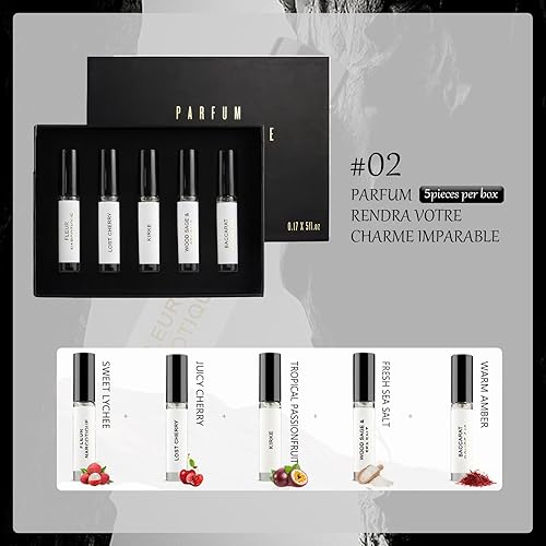 Miniatura 3 de Eau de Parfum - 5 fragancias de larga duración de 0.2 fl oz, juego de regalo de perfume blanco de lujo, 5 aromas únicos y duraderos para cada estado