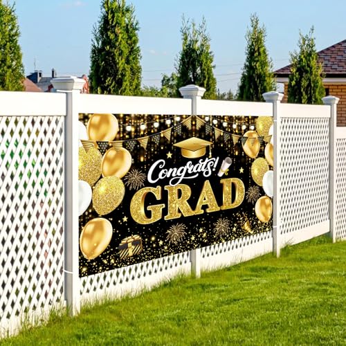 Black Gold Banner para Graduación 71x43 pulgadas miniatura 6