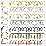 210Pcs French Earring Hooks Hypoallergenic Lever Back Earrings Hooks French Ear Wire Metal Brass Leverback Earring French Hook Earwires Earring Supplies for DIY Jewelry Making Findings(7 Colors)