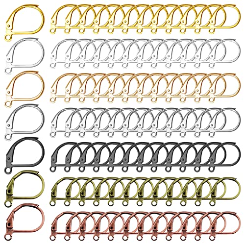 210Pcs French Earring Hooks Hypoallergenic Lever Back Earrings Hooks French Ear Wire Metal Brass Leverback Earring French Hook Earwires Earring Supplies For Diy Jewelry Making Findings(7 Colors) #TOP24