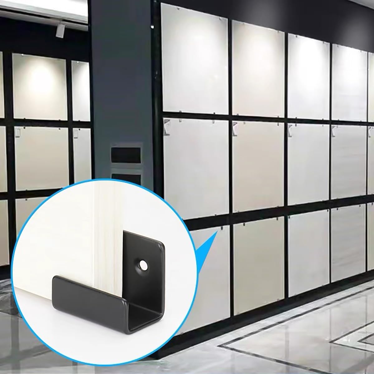 Ganci Per Piastrelle In Acciaio - Set Da 12 Con Viti E Tasselli - Nero Per Esposizione Piastrelle E Decorazioni - Foto 6