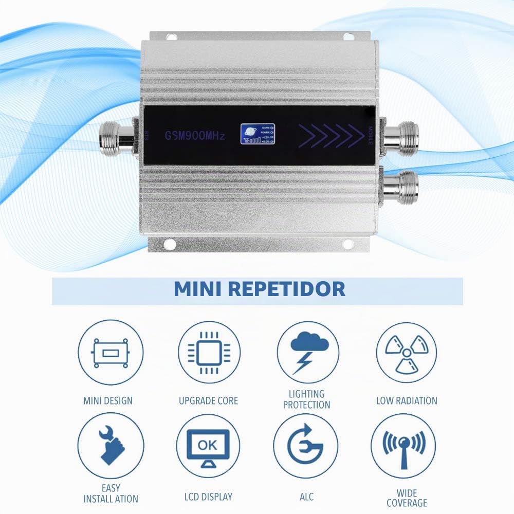 Irfora LCD GSM900 Amplificador de señal de teléfono móvil de Doble Extremo Amplificador de señal de repetidor de señal de teléfono Celular con Antena Yagi