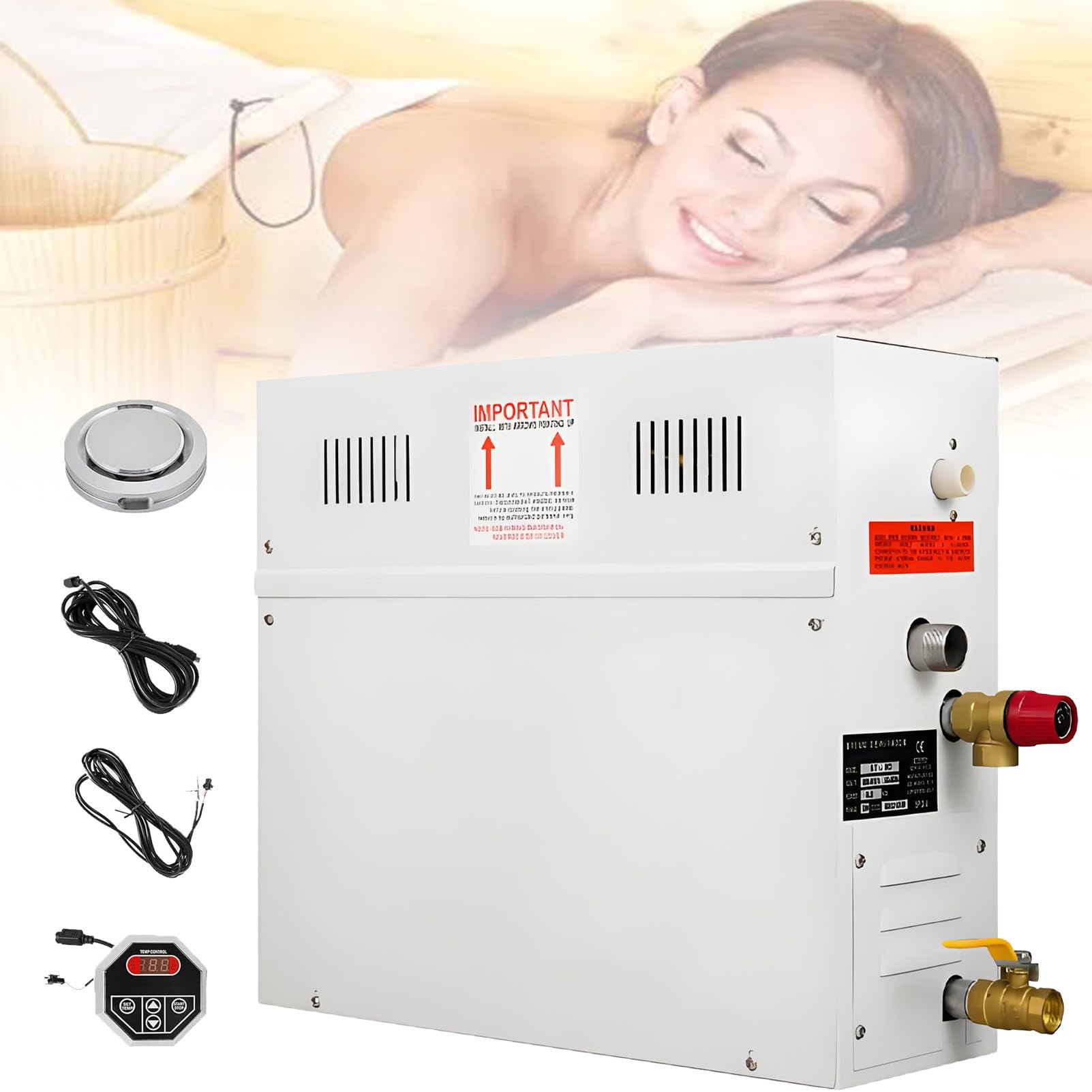Ofyphth Steam Sauna Generator Kit, Stainless Steel Steam Shower Generator, 3-18kW Optional, Fast 3–5 Min Heating, Auto Drain System, for Home SPA Bathroom Hotel Shower Steam. 21KW
