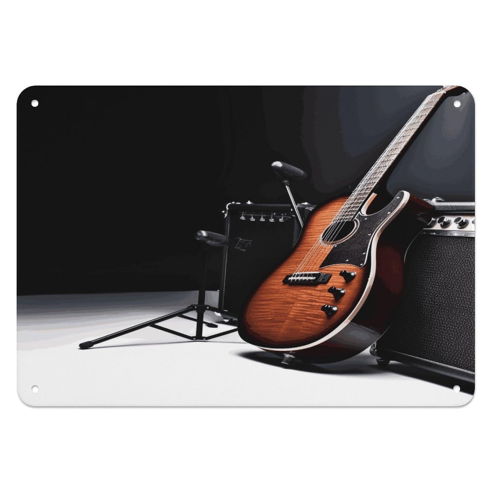Fekiloot Style Musical Instrument Guitar Wall Decor Iron Painting Metal Sign