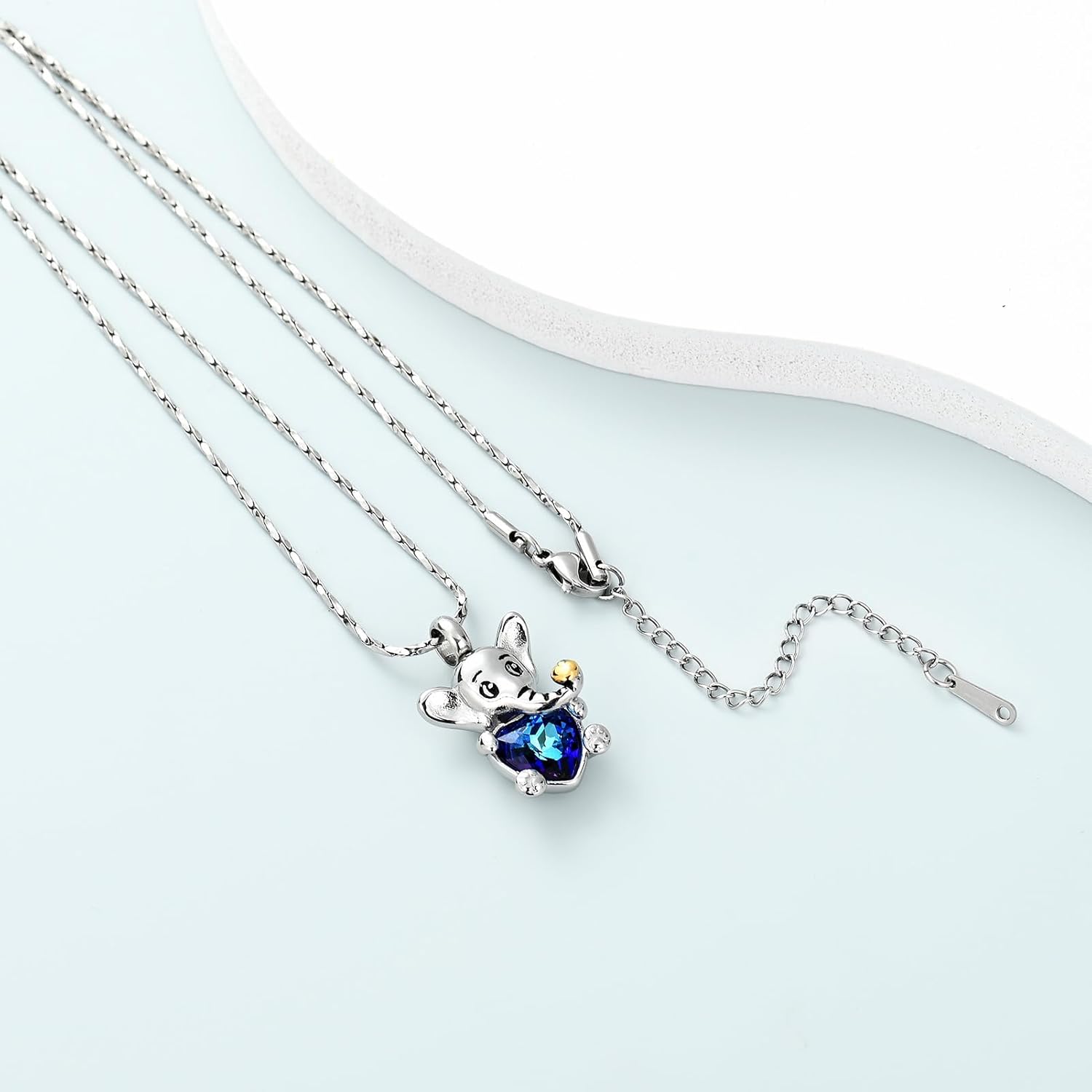 Imrsanl Elephant Urn Necklace Cremation Jewelry for Ashes Stainless Steel Heart Crystal Memorial Pendant Human Pet Ash Holder Keepsake Gift for Women Men - Image 6