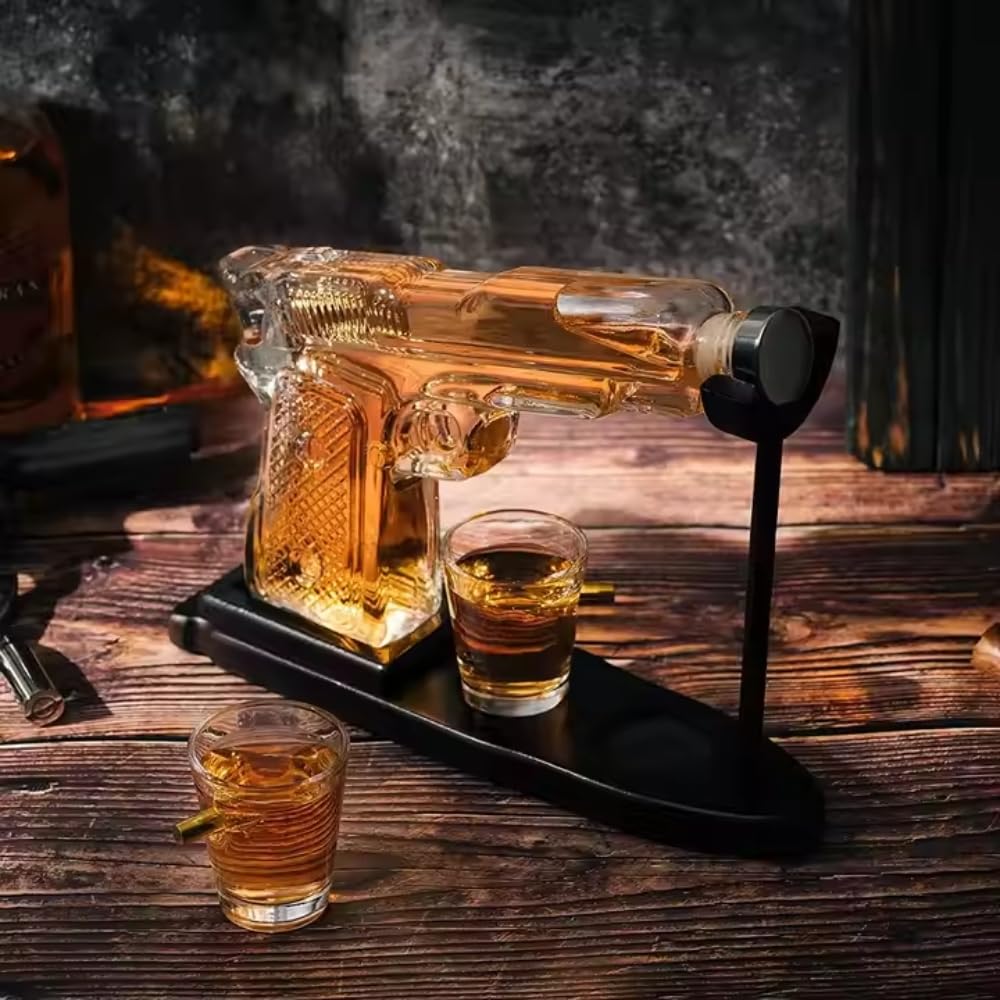 Zestaw dekanterów do whisky dla mężczyzn, wyjątkowy prezent urodzinowy dla taty, dozownik alkoholu 230 ml, dwie kieliszki do wódki