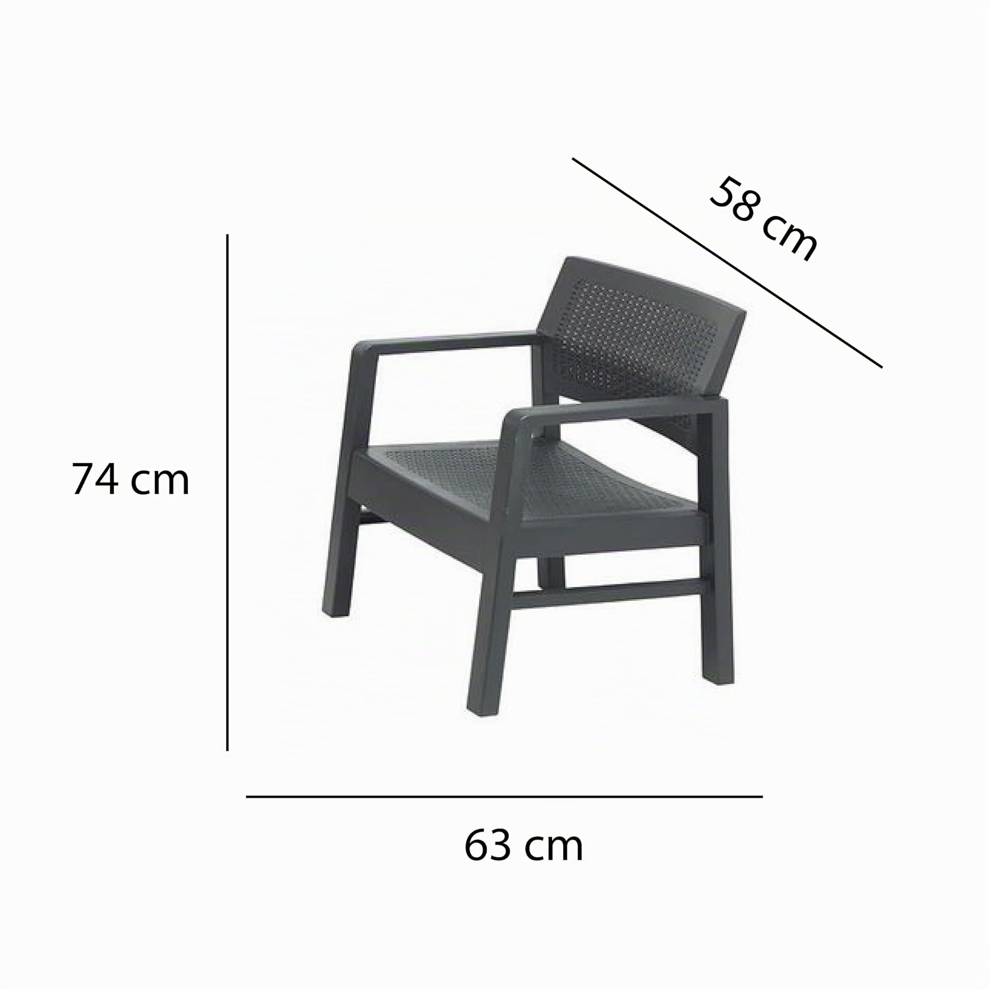 Maury's Set da Giardino Venice Perfetto per Interni ed Esterni, Design Moderno In Colore antracite, Eleganza per il tuo Spazio Outdoor, Con Tavolo, Divano e Due Poltrone (Set Venice)