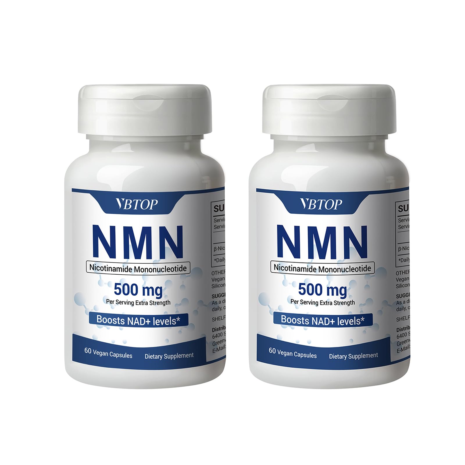 NMN (Nicotinamide Mononucleotide) 500mg Supplement, 120 Vegan Capsules