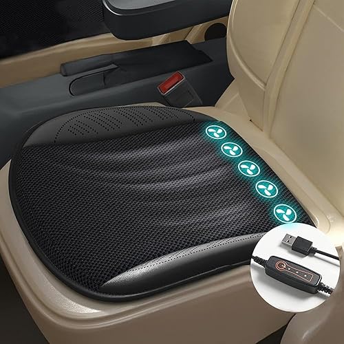 Protector de cojín de asiento de automóvil refrigerado, transpirable, con 5 ventiladores, cable USB para asiento de automóvil, silla de oficina en